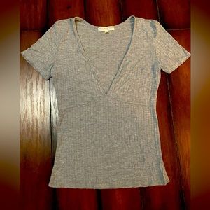 Urban Outfitters deep v-neck soft gray top